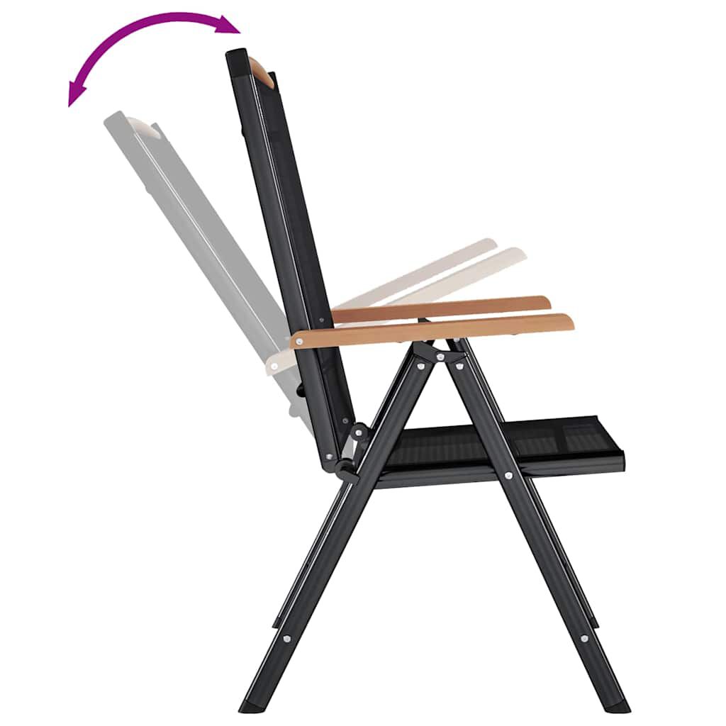 vidaXL Folding Garden Chairs 2 pcs Aluminium and Textilene Black