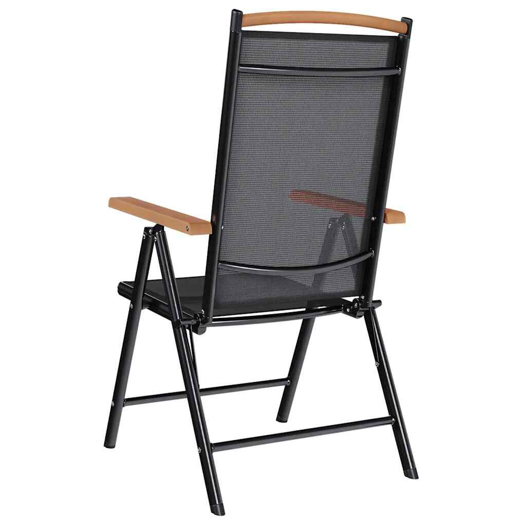 vidaXL Folding Garden Chairs 2 pcs Aluminium and Textilene Black