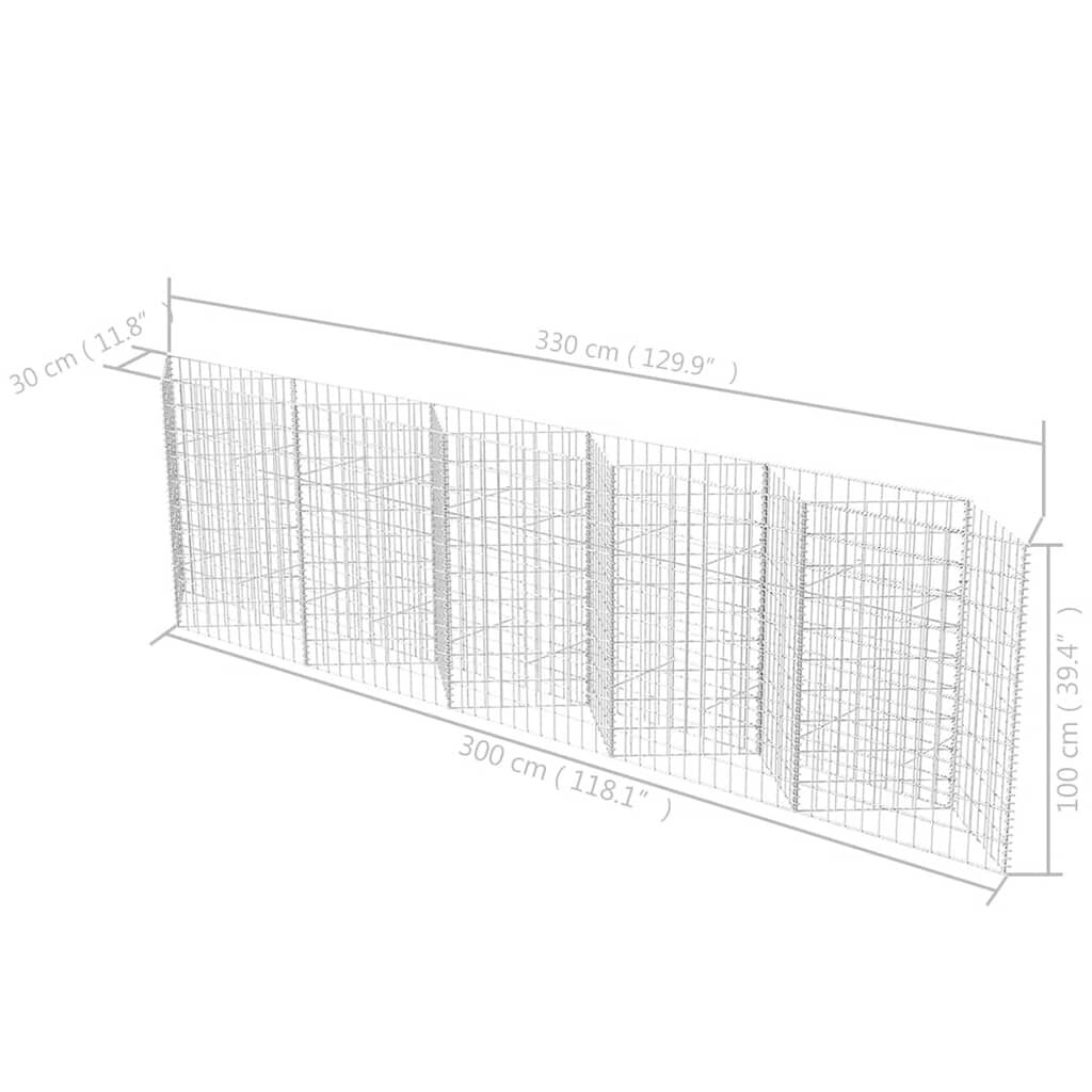 vidaXL Gabion Basket Galvanised Steel 300x30x100 cm
